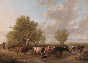 Durchqueren eines Baches, Vororte von Canterbury